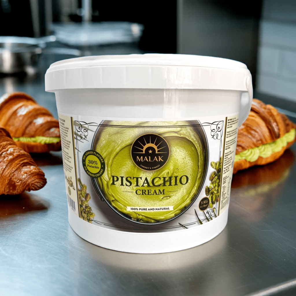 Malak Pistachio Cream with 30% Pistachio - 1.1. lb (5 Kg) Bulk Tub - TryAladdin