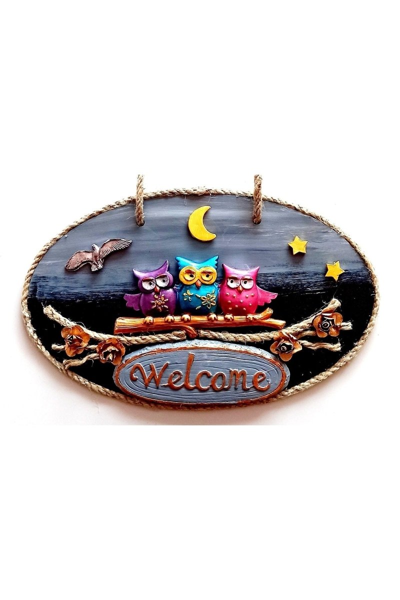 Colorful Owl Welcome Handmade Door Ornament - TryAladdin