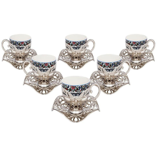 Acar | Turkish Coffee Set of Six - Busra - Topkapi - White - TryAladdin