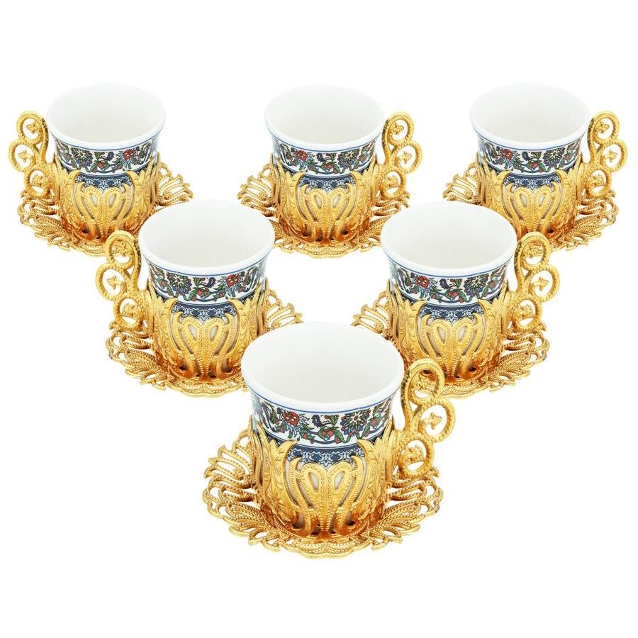 Acar | Turkish Coffee Set of Six - Tulip - Black - White - TryAladdin