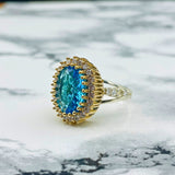 Istanbul Jewelry | Aquamarine Turkish Design Vintage Handmade Silver Ring - TryAladdin