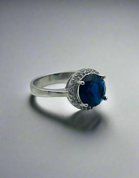 Istanbul Jewelry | Sapphire Turkish Design Oval Handmade Silver Ring - TryAladdin