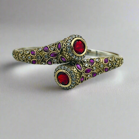 Istanbul Jewelry | Handmade Ruby Stone Ottoman Style Silver Bracelet - TryAladdin