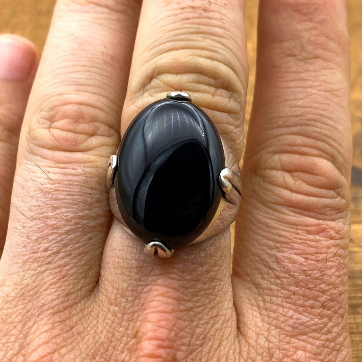 Black Onyx Silver Ring - TryAladdin