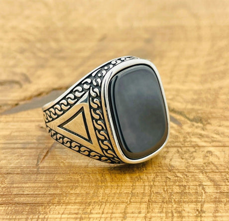 Black Onyx Silver Ring - TryAladdin