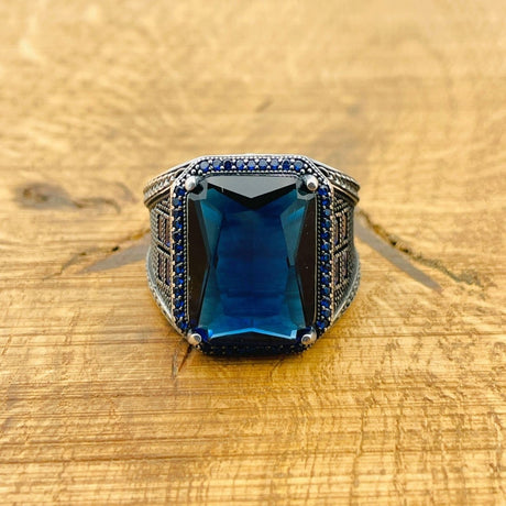 Blue Sapphire Silver Ring - TryAladdin