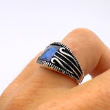 Blue Sapphire Stone Silver Ring - TryAladdin