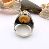 Brown Oval Agate Stone Men's Ring - TryAladdin