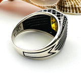 Citrine Silver Men's Ring - TryAladdin