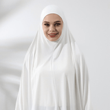 Cream Ready to Wear Practical Hijab Sleeveed Combed Cotton Souffle Scarf Hijab - TryAladdin