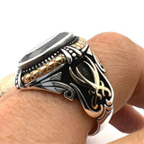 Double Sword Black Onyx Ring - TryAladdin