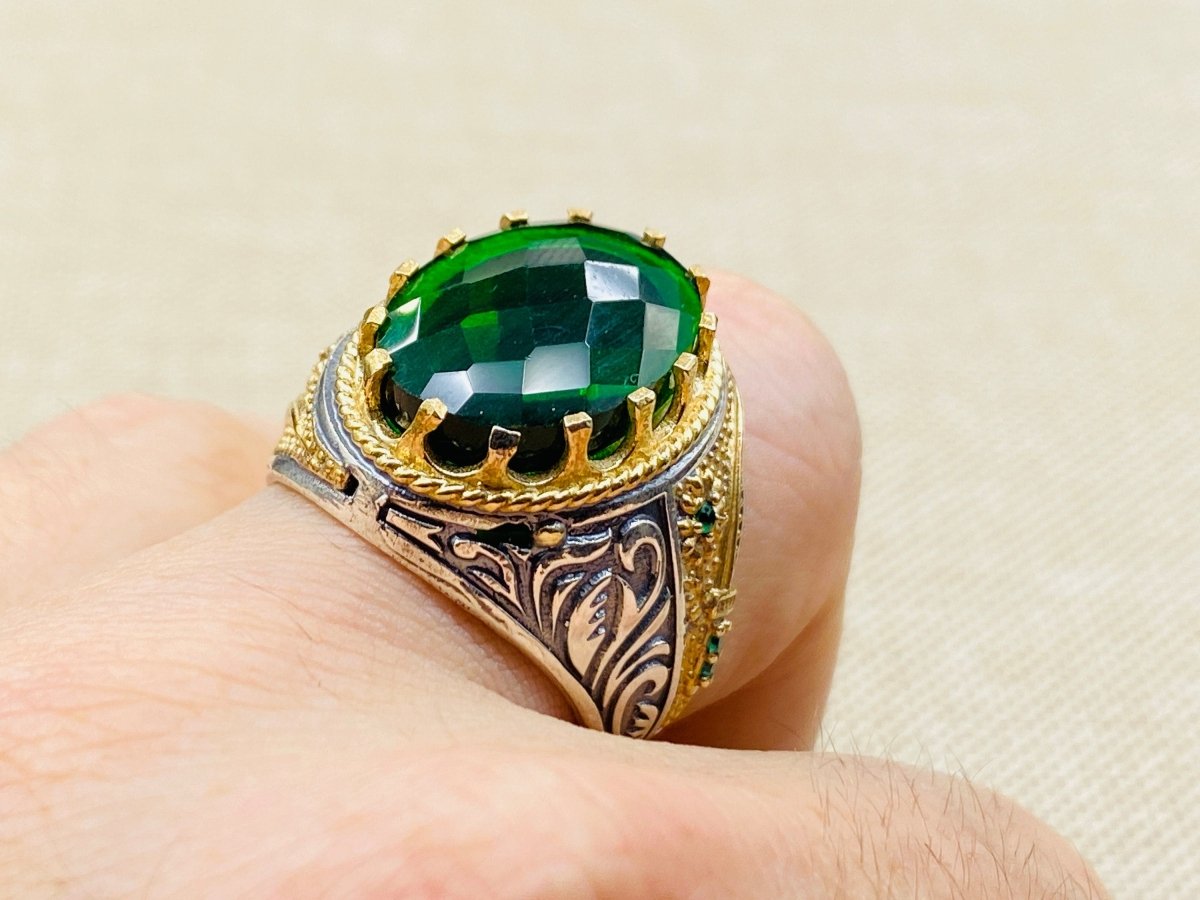 Green Emerald Stone Ring for Men - TryAladdin