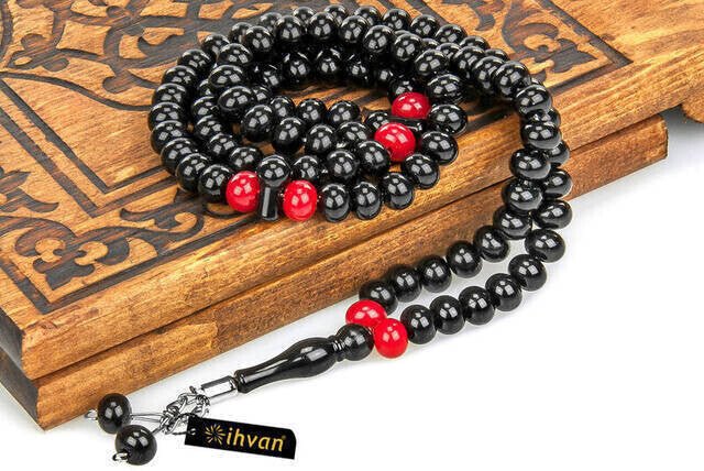 Hajj Umrah Gift Tasbih, 99 Beads 8mm (10 Pieces), Black and Red - TryAladdin