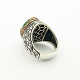 Handmade Men's Oval Tourmaline Stone Silver Ring - TryAladdin