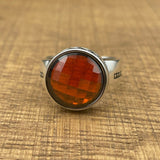 Handmade Minimalist Oval Red Zircon Silver Ring - TryAladdin