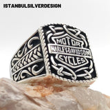 Harley Davidson Inspired Sterling Silver Biker Ring - TryAladdin