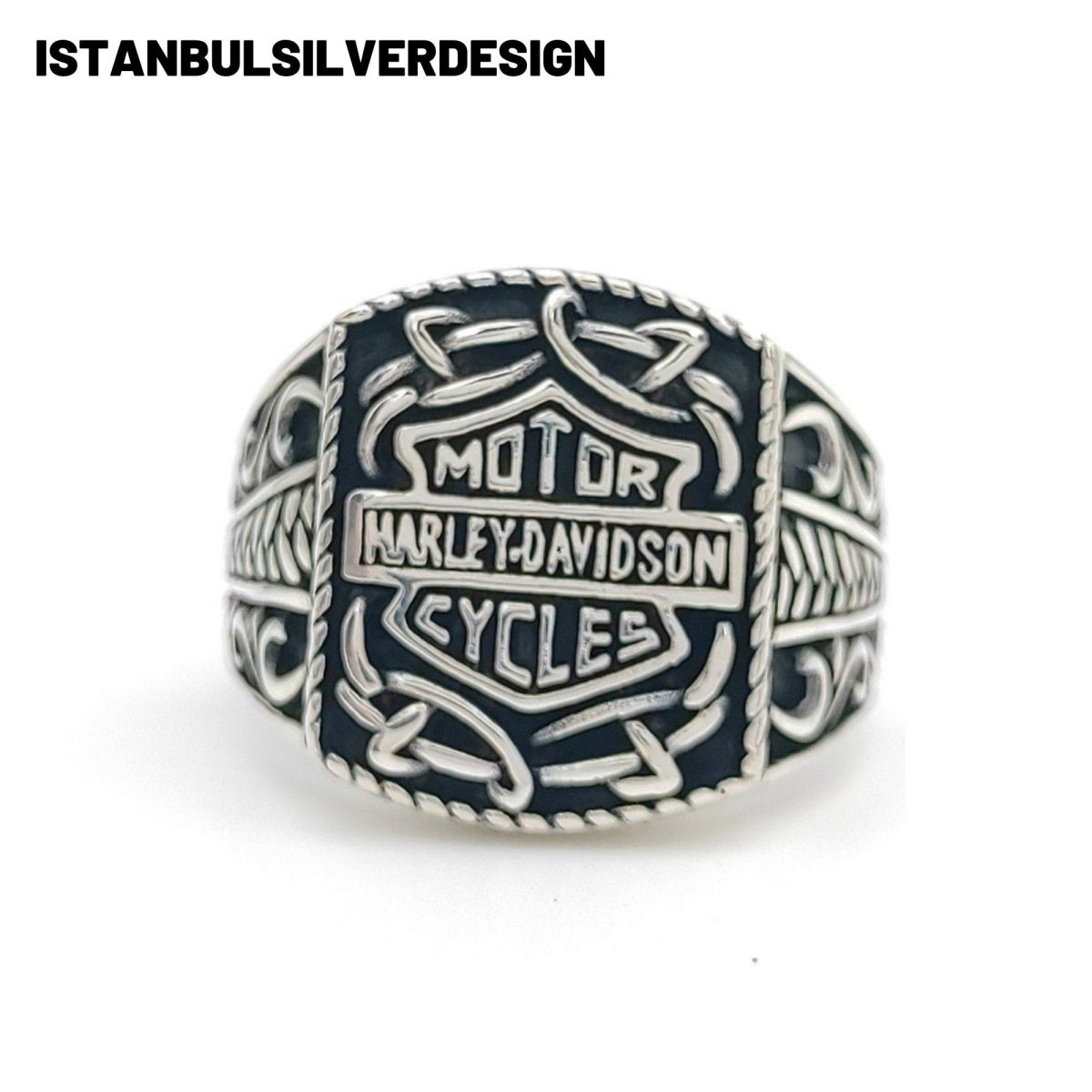 Harley Davidson Inspired Sterling Silver Biker Ring - TryAladdin