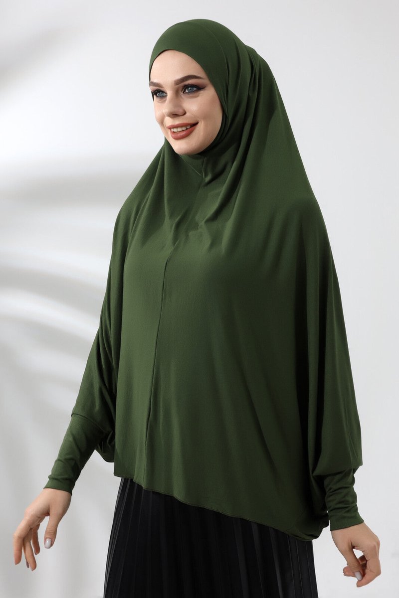 Khaki Ready to Wear Practical Hijab Sleeve Combed Cotton Souffle Scarf Hijab - TryAladdin