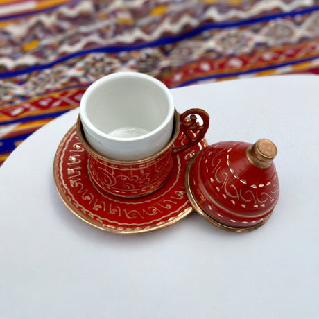 Lavina | Copper Turkish Coffee Cup with Lid Erzincan Design - TryAladdin