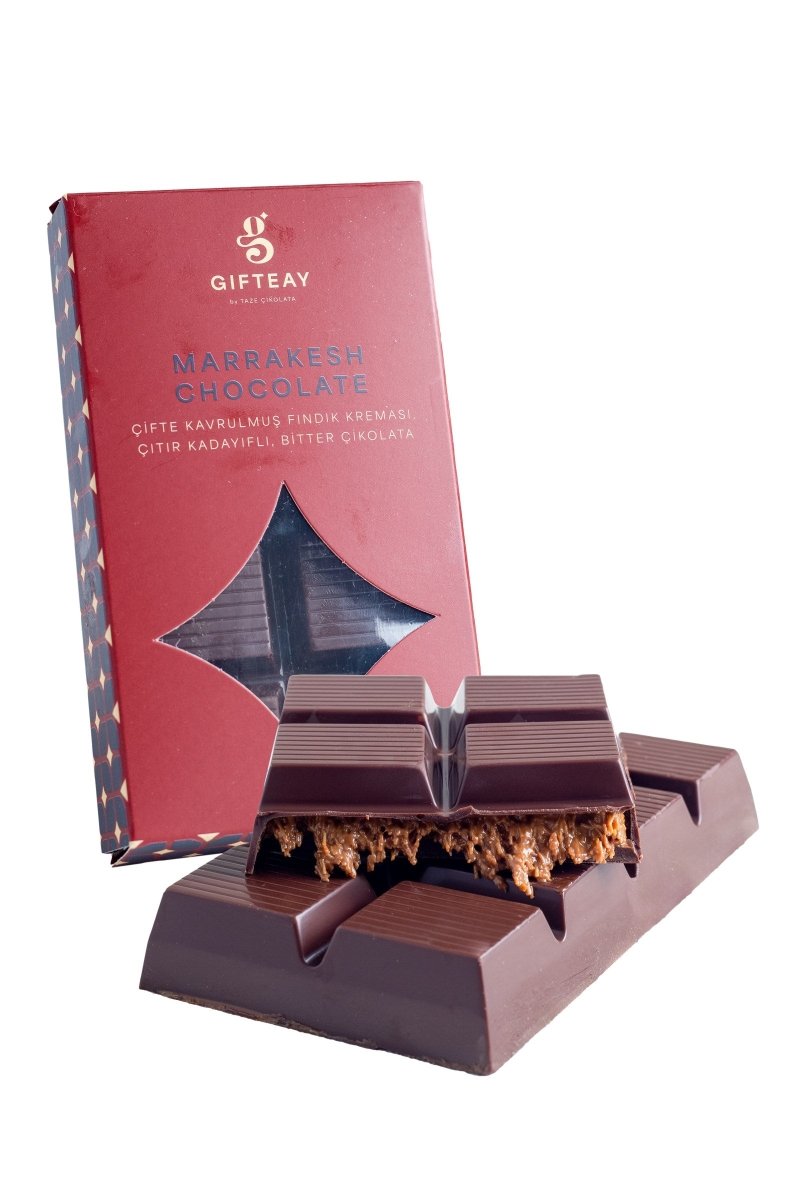 Marrakesh Chocolate: Double Roasted Hazelnut Cream & Crispy Kadayif Dark Chocolate - TryAladdin