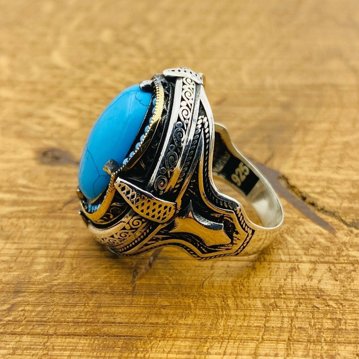 Men Natural Turquoise Ring - TryAladdin