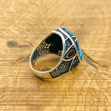 Men's Aquamarine Silver Ring - TryAladdin