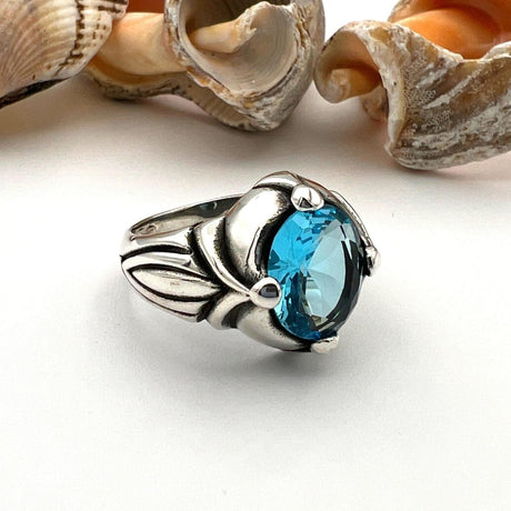 Men's Aquamarine Stone Blue Ring - TryAladdin