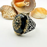 Men's Black Onyx Gemstone Silver Ring - TryAladdin