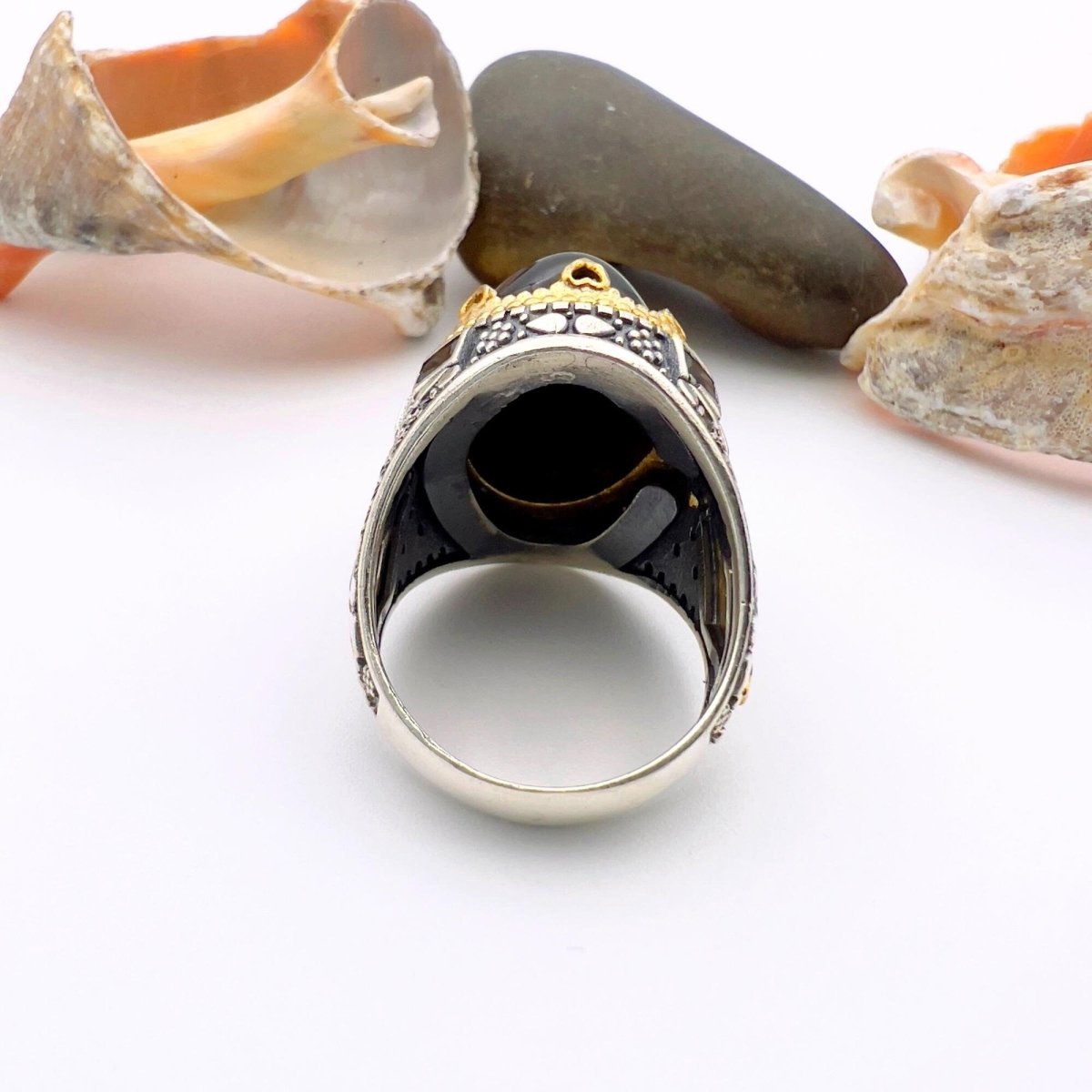 Men's Black Onyx Silver Ring - TryAladdin