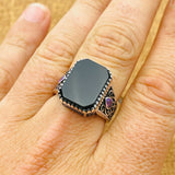 Men's Black Onyx Silver Ring - TryAladdin