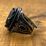 Men's Black Onyx Silver Ring - TryAladdin