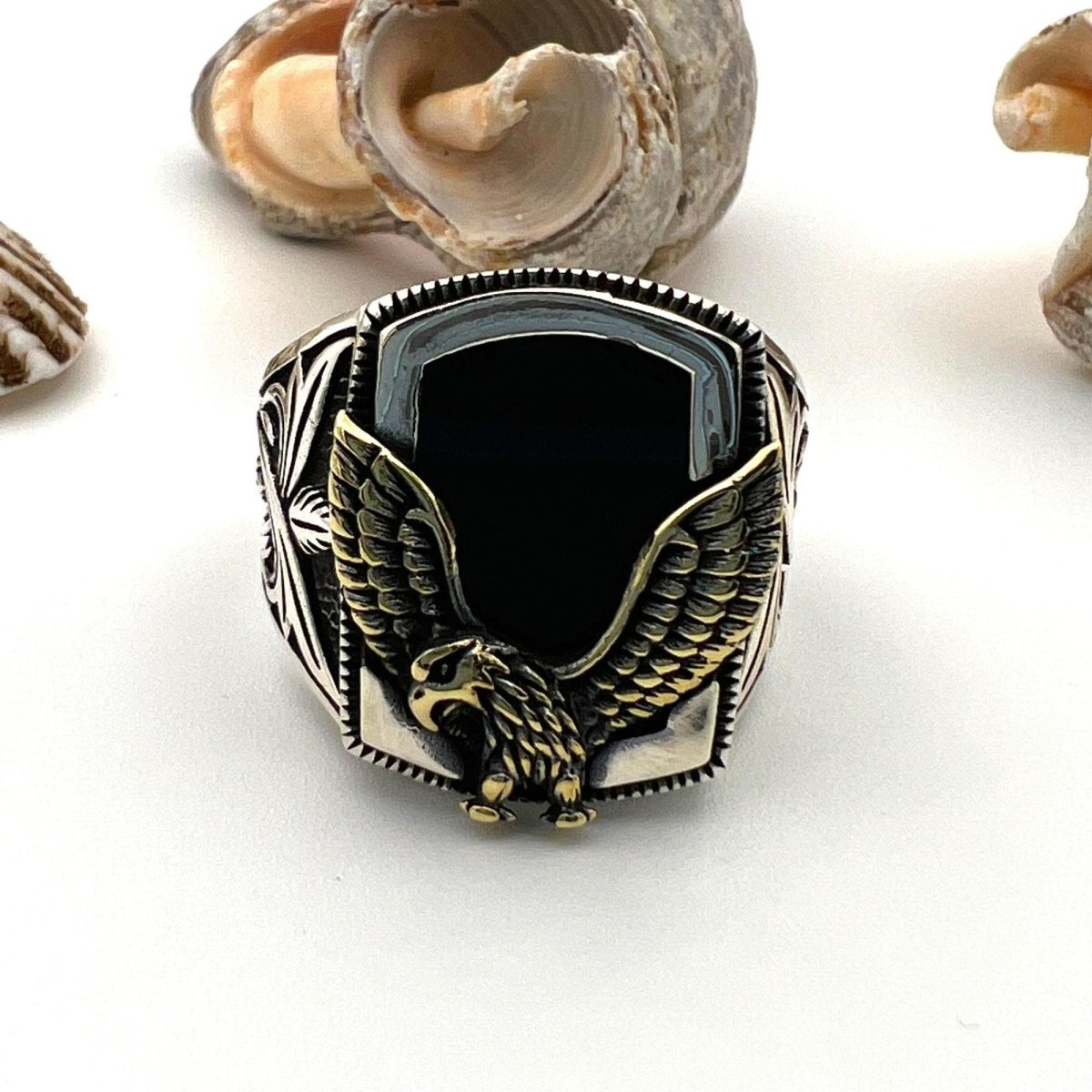 Men's Black Onyx Silver Ring - TryAladdin