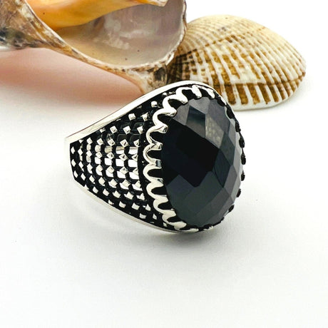 Men's Black Onyx Stone Ring - TryAladdin