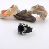 Men's Black Onyx Stone Silver Ring - TryAladdin