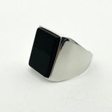 Men's Black Onyx Stone Silver Ring - TryAladdin