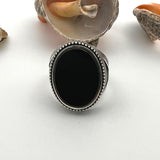 Men's Black Onyx Stone Silver Ring - TryAladdin