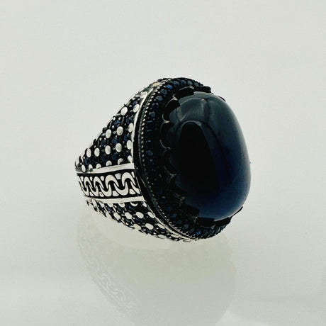 Men's Blue Lapis Lazuli Silver Ring - TryAladdin