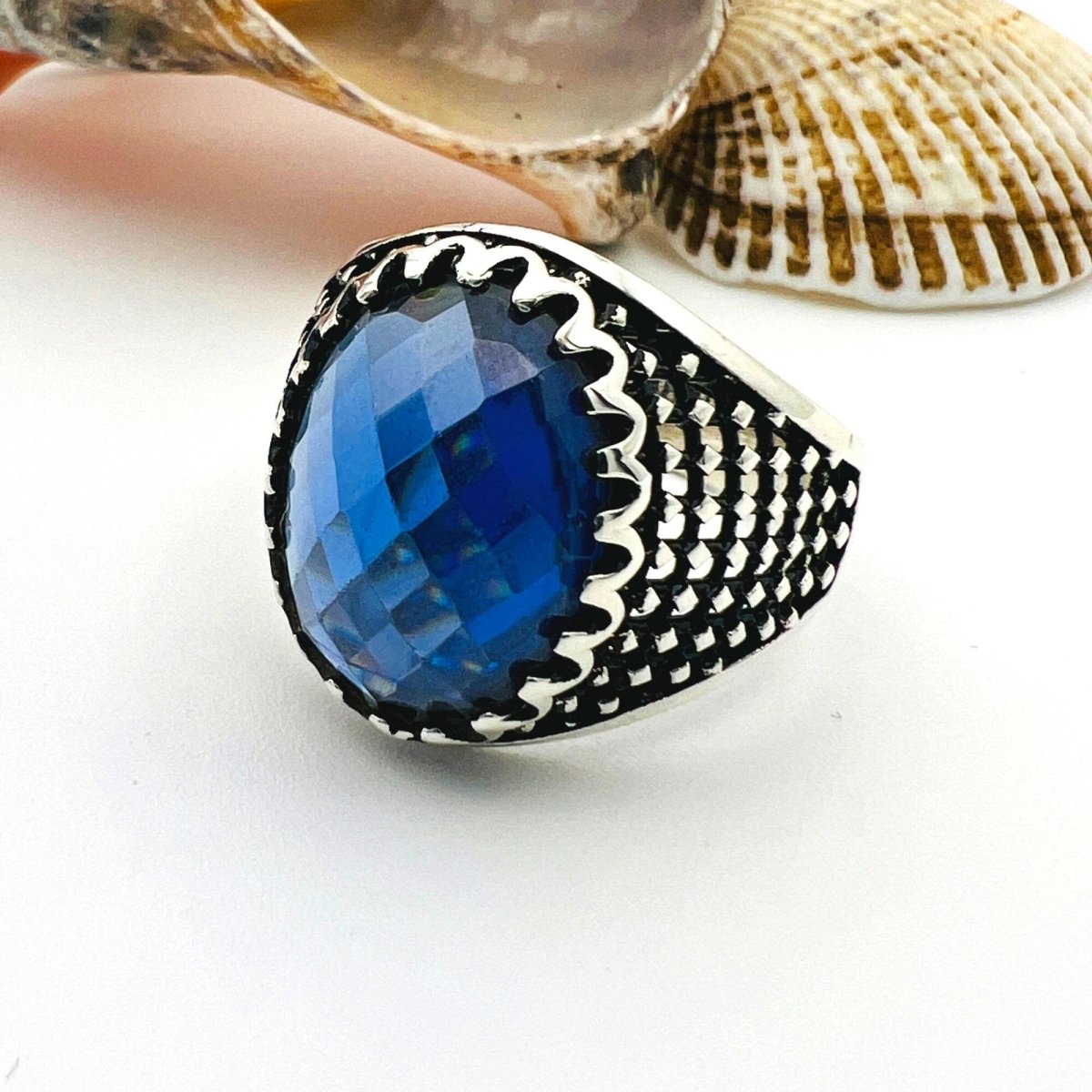 Men's Blue Sapphire Stone Ring - TryAladdin