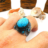 Men's Blue Topaz Turquoise Ring - TryAladdin