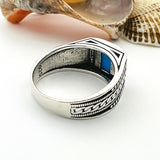 Men's Blue Turquoise Stone Turkish Handmade Silver Ring - TryAladdin