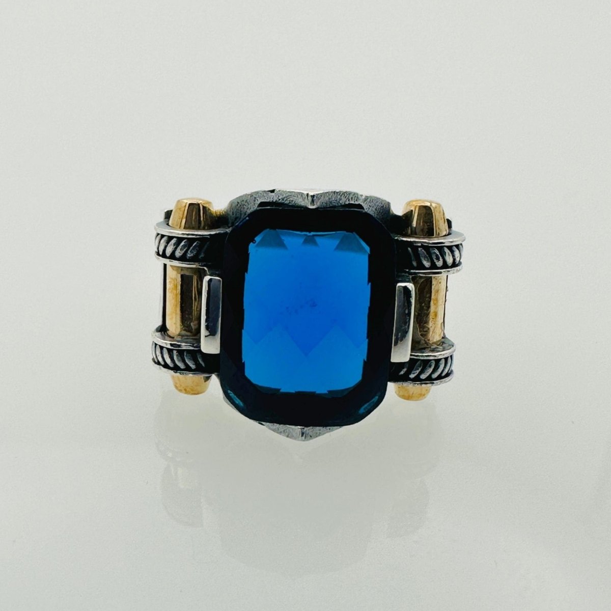 Men's Blue Zircon Silver Ring - TryAladdin