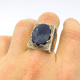 Men's Blue Zircon Silver Ring - TryAladdin