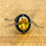 Men's Citrine Compass Silver Ring - TryAladdin