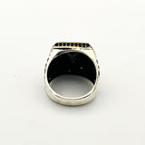 Men's Embroidered Onyx Silver Ring - TryAladdin