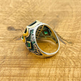 Men's Emerald Silver Ring - TryAladdin