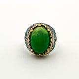 Men's Green Agate Silver Ring - TryAladdin