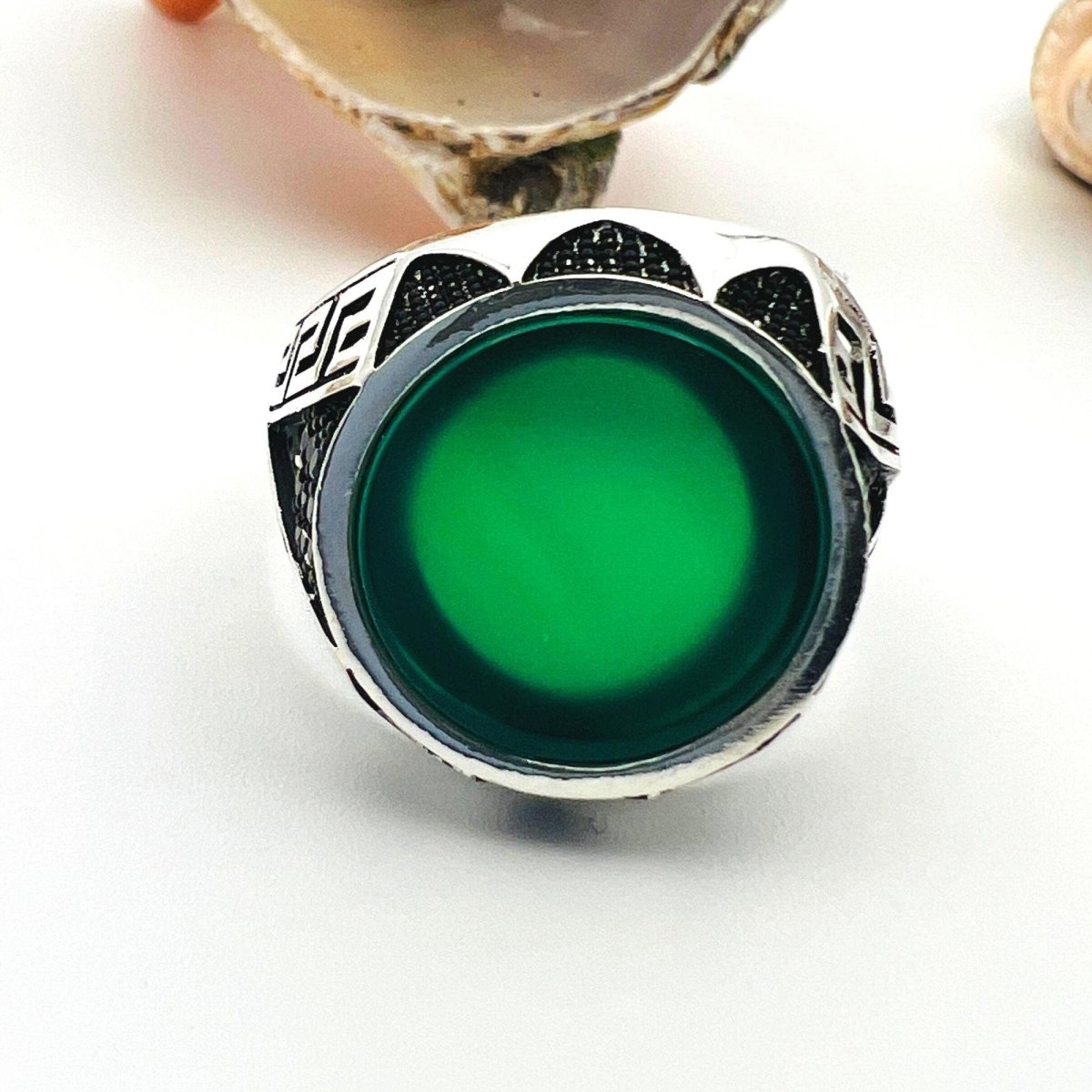 Men's Green Agate Stone Ring - TryAladdin