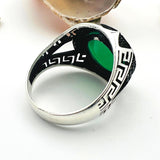 Men's Green Agate Stone Silver Ring - TryAladdin