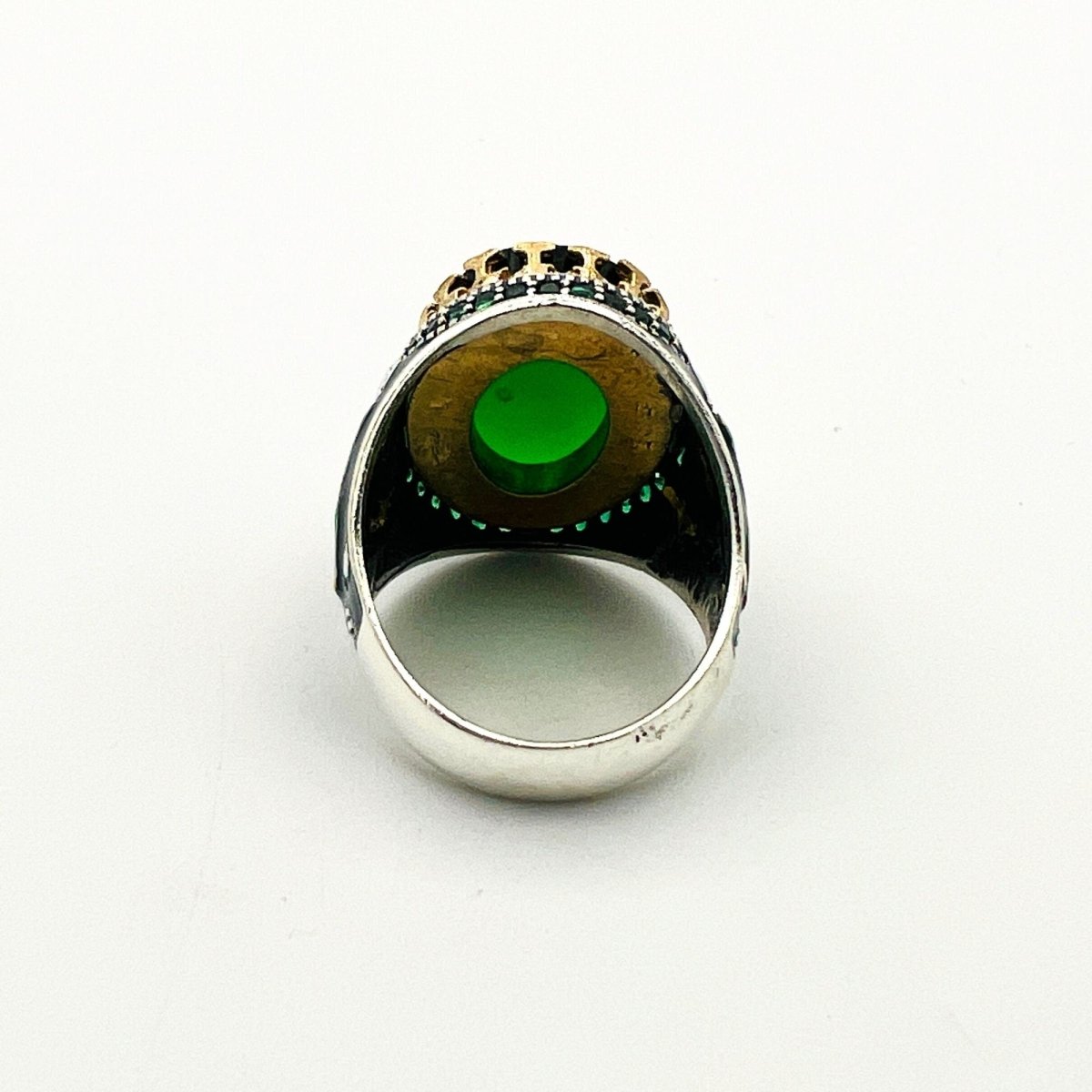 Men's Green Emerald Silver Ring - TryAladdin