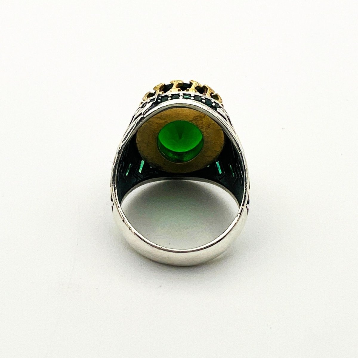 Men's Green Emerald Silver Ring - TryAladdin